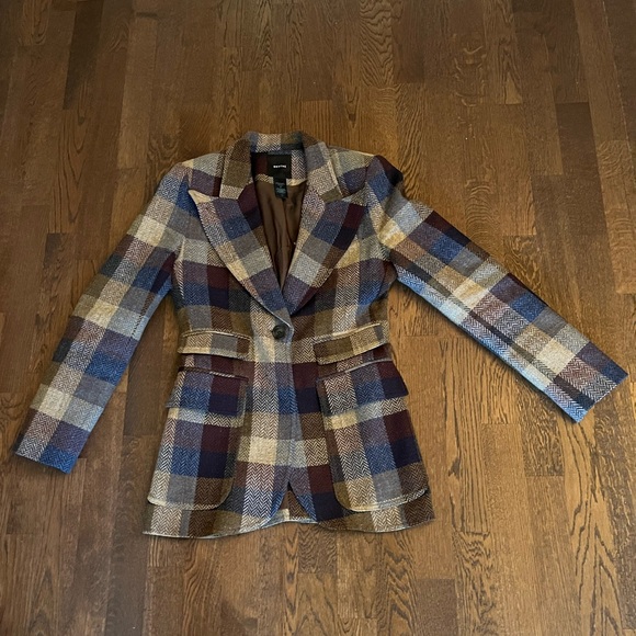 Smythe Birkin Blazer in Peri Lumberjack Check Women’s Size 6 - Picture 15 of 15